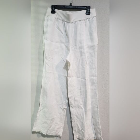 Lands End Women's Lagenlook 100% linen mid-rise Wide Leg Pants. Size 10 in EUC - Picture 1 of 7